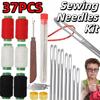 37PCS Stainless Steel Sewing Needles Kit Portable Manual Sewing Tool Kit Clothes Repair