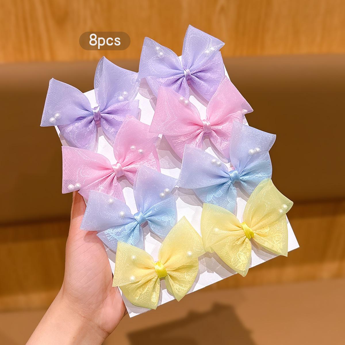 

8 sweet and colorful bow hair clips for daily use as hair accessories Size fits all