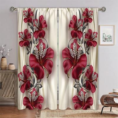 Luxury Romantic Diamond Flower Lady On Sale Window Curtains Drapes for Kids Bedroom Living Room Kitchen Door Home Decor 2Pieces