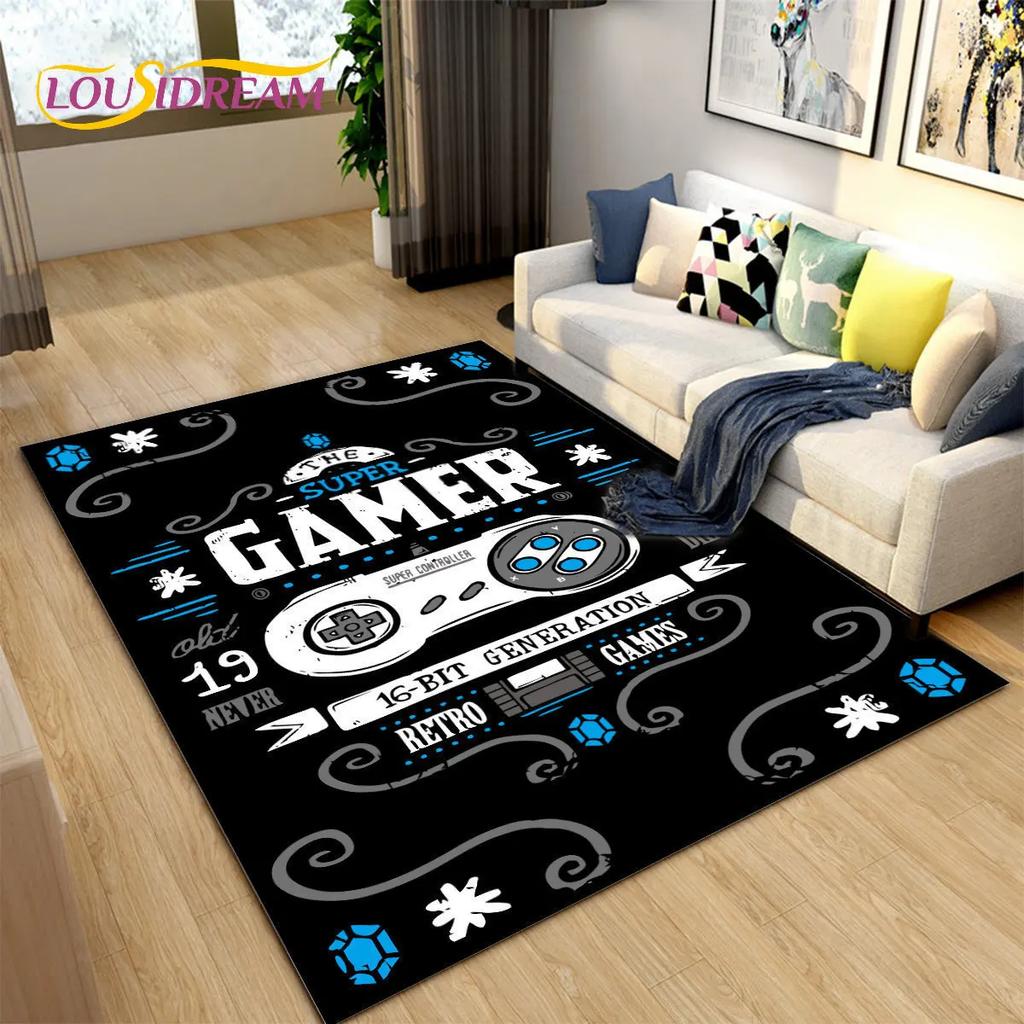 Cartoon Gamer Game Controller Area Rug Large,Carpets Rug for Living Bedroom Sofa Doormat Decoration,Kids Play Non-slip Floor Mat