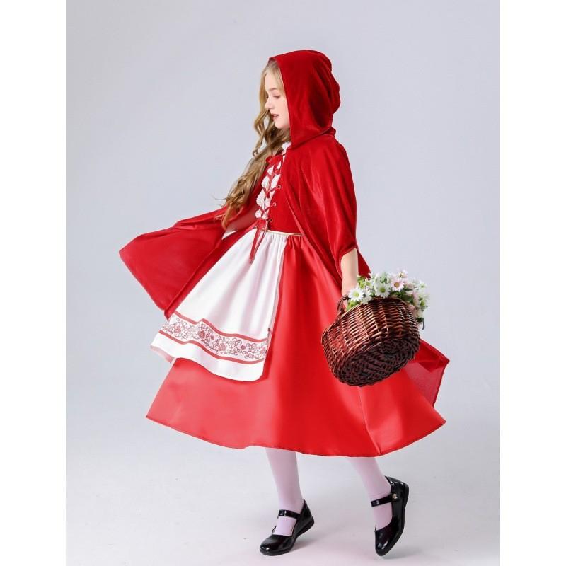 Girls Adorable Red Fairy Tale Costume Featuring High Quality Polyester Fabric Comfort For