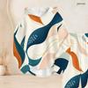 Women Plus Size Abstract Printed Long Sleeve Hooded Top Cuffed Pants Two Piece Set