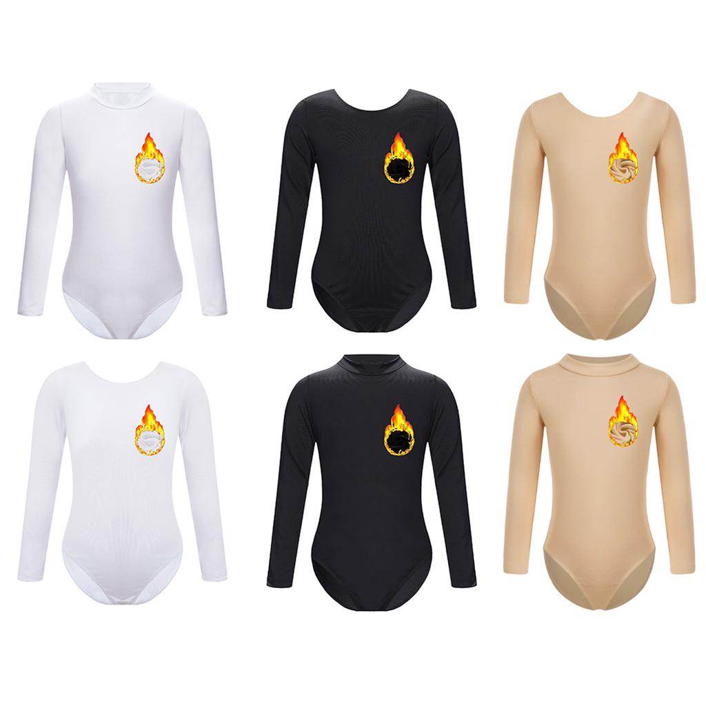 Kids Girls Gymnastics Leotards Long Sleeves Nude Undergarment Leotard for Girls Ballet Dance Wear