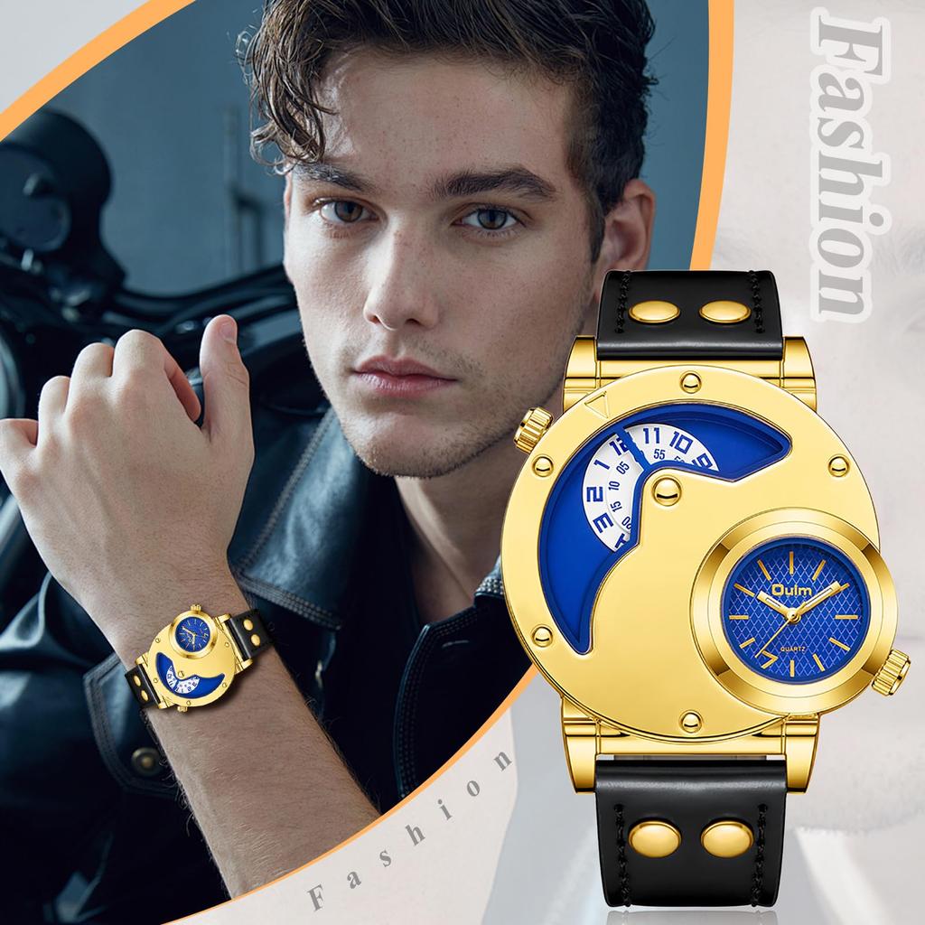 Large Analog Leather Waterproof Quartz Fashion Black Gift Men's Watch, Dial, Display, Strap Watch, Watch, - Birthday, Anniversary, Father's Day,