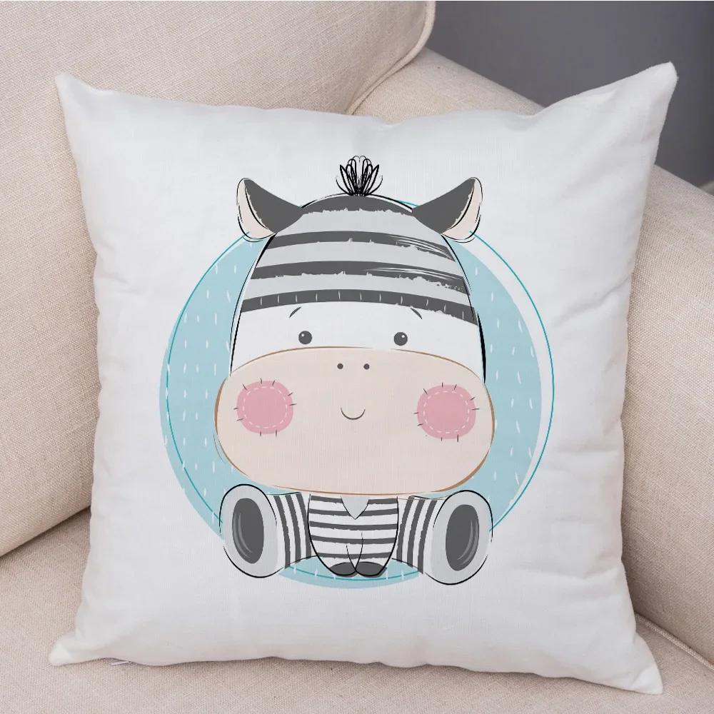 Super Soft Plush Cute Cartoon Giraffe Eleghant Lion Pillow Case Nordic Kids Room Decor Lovely Animal Cushion Cover for Sofa Home