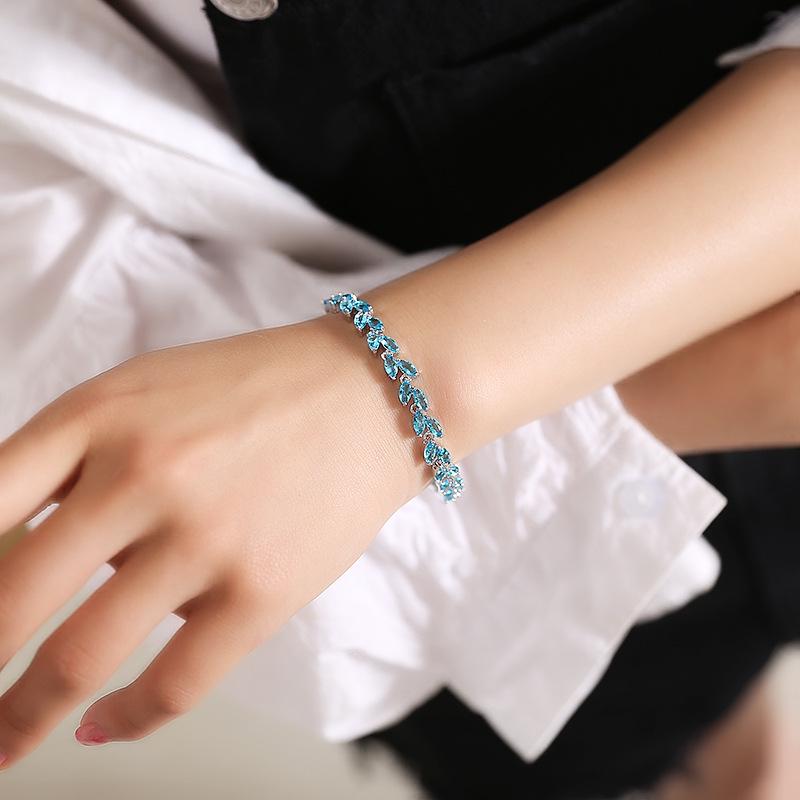 2026 European and American style jewelry, colorful rainbow, colorful zircon rice grain bracelet, forget worry grass element