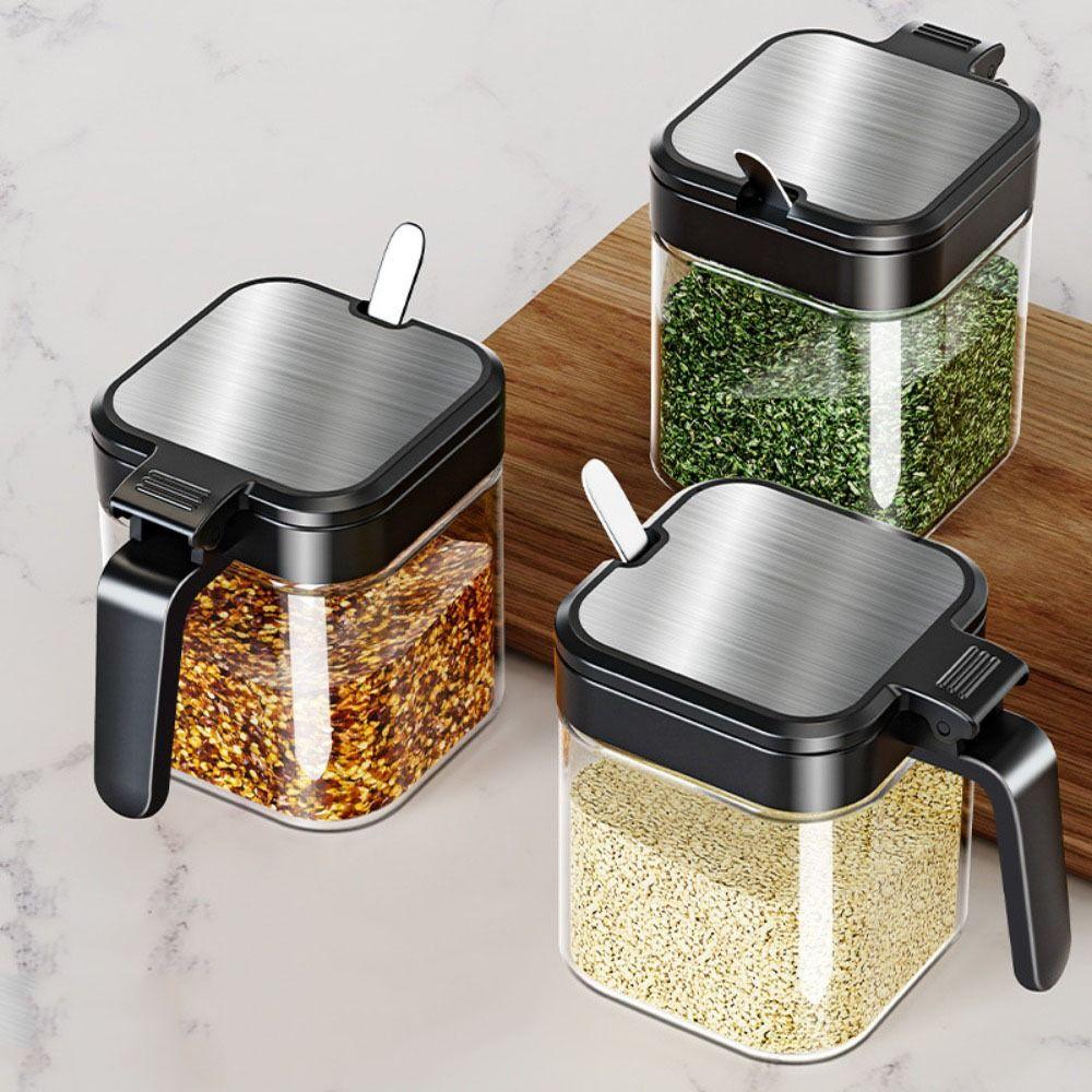 4ks Nerezových Víček Sada Kořenek Skleněná Solnička Módní Nádoby na Koření Cukr