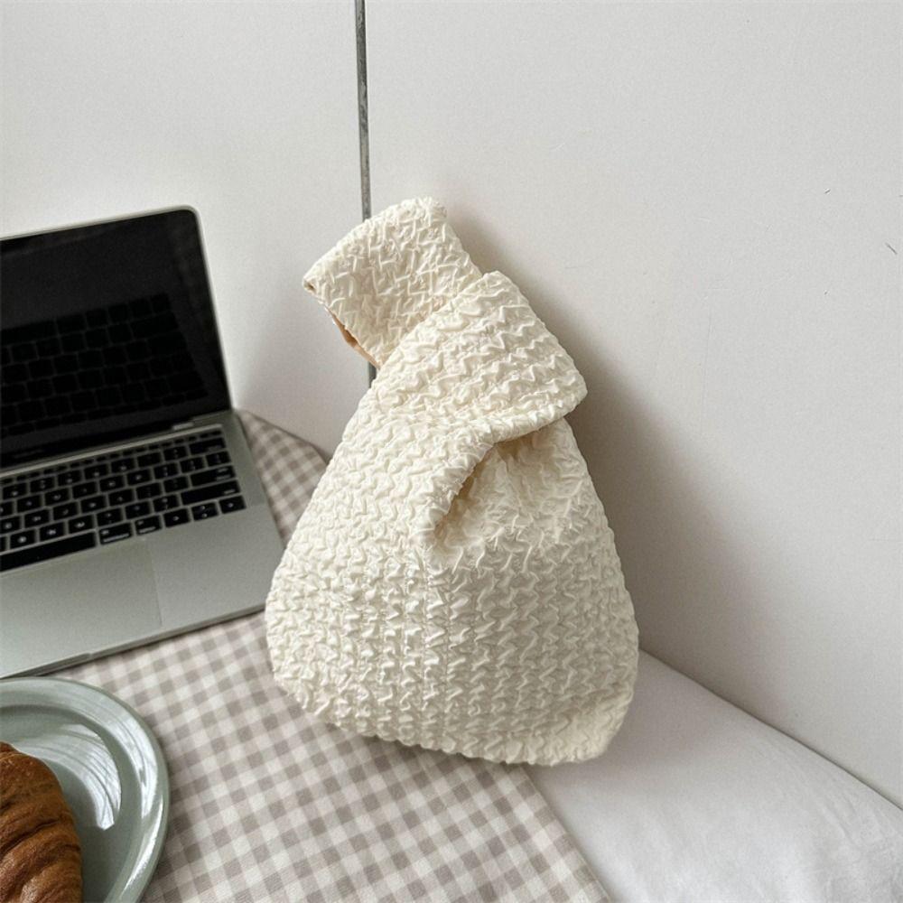 

Вместительная плиссированная сумка-тоут в корейском стиле, мешочек для мелочей, милая сумка-облачко с пузырьками на запястье, для улицы белый