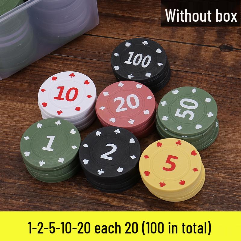 Boxed Set: 100 Plastic Baccarat Mahjong Poker Machine Tokens