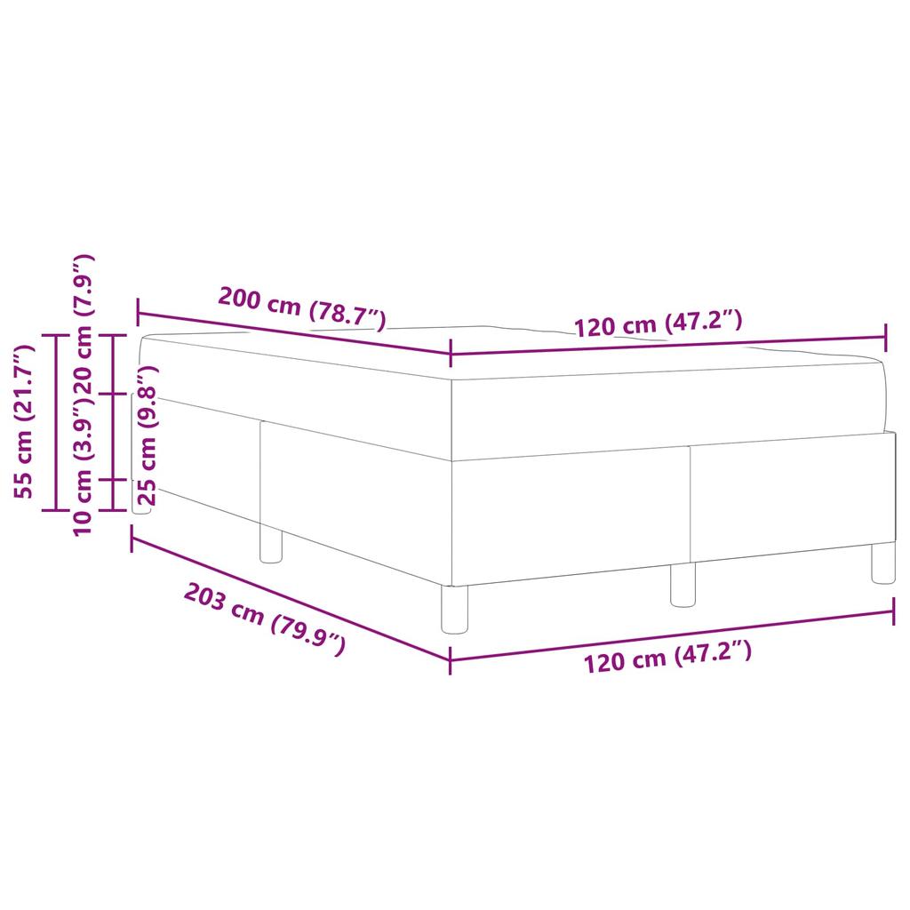 Bed Frame with Mattress Dark Blue 120 x 200 cm Fabric