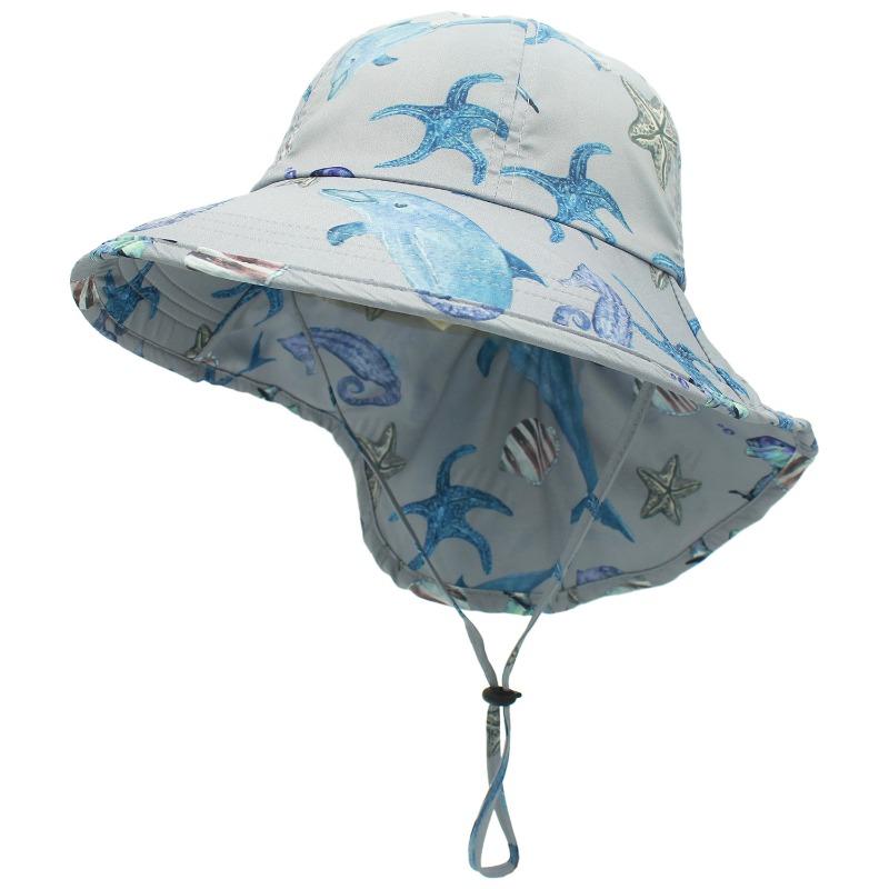 

Ocean wind children s neck visor sunshade baby sunscreen hat wide brim children s bucket hat baby beach hat 51-54CM
