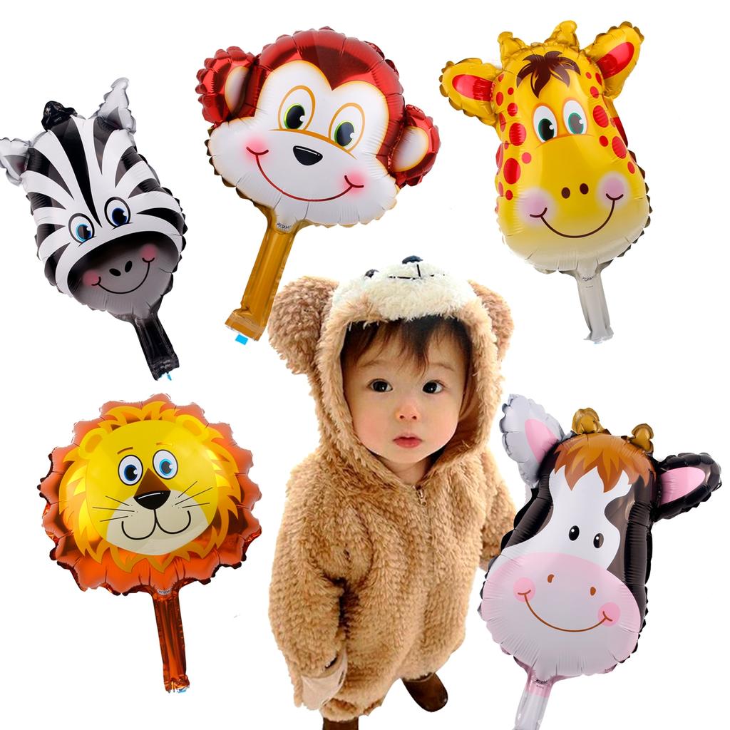 6pcs/lot Animal Head Foil Balloons Lion Monkey Helium Balloon  Jungle Safari Animals Birthday Party Decor Baby Shower Balloin