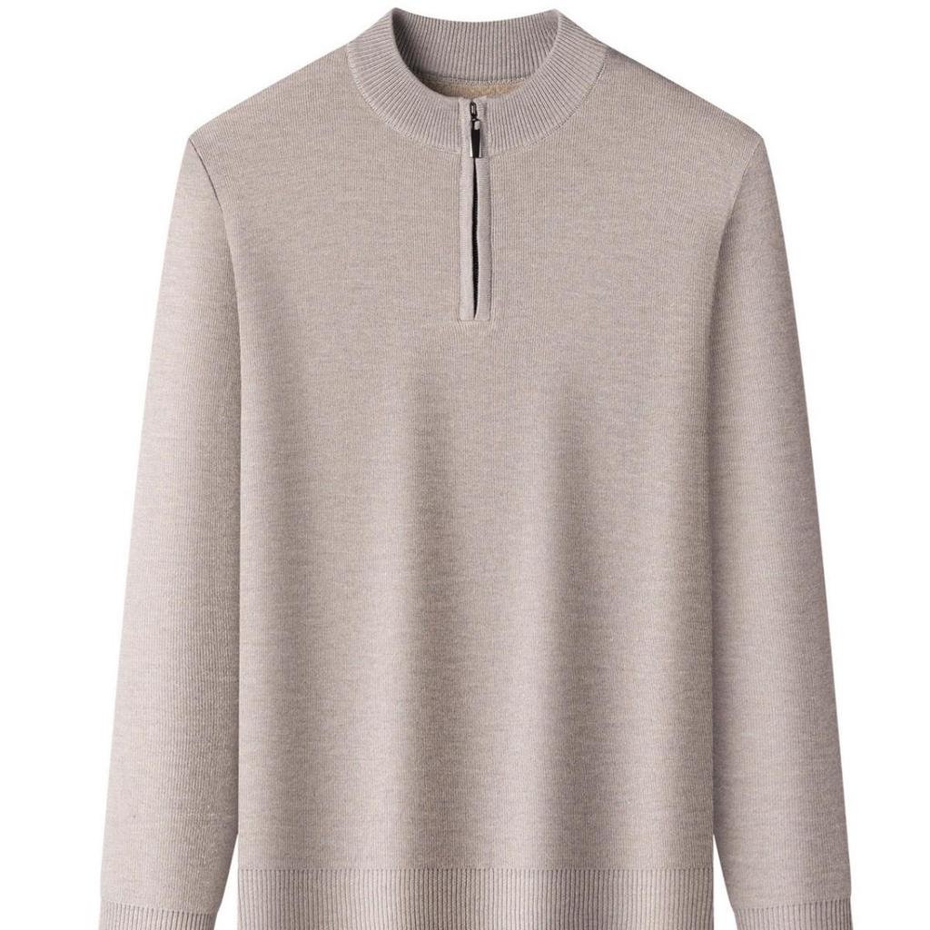 Men's Autumn-Winter Zipper Velvet Knit Pullover Sweater