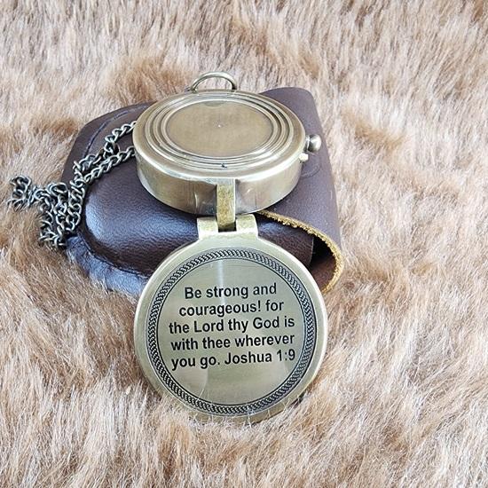 Brass Compass Gifts For Men Brass Compass Birthday Gift Christmas Gifts For Him Be Strong and Courageous