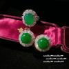 Chalcedony Flower Gemstone Ring, Rich Woman'S Happiness, Plated With 18K Gold, Malachite Green Water Drop Zircon Earrings.