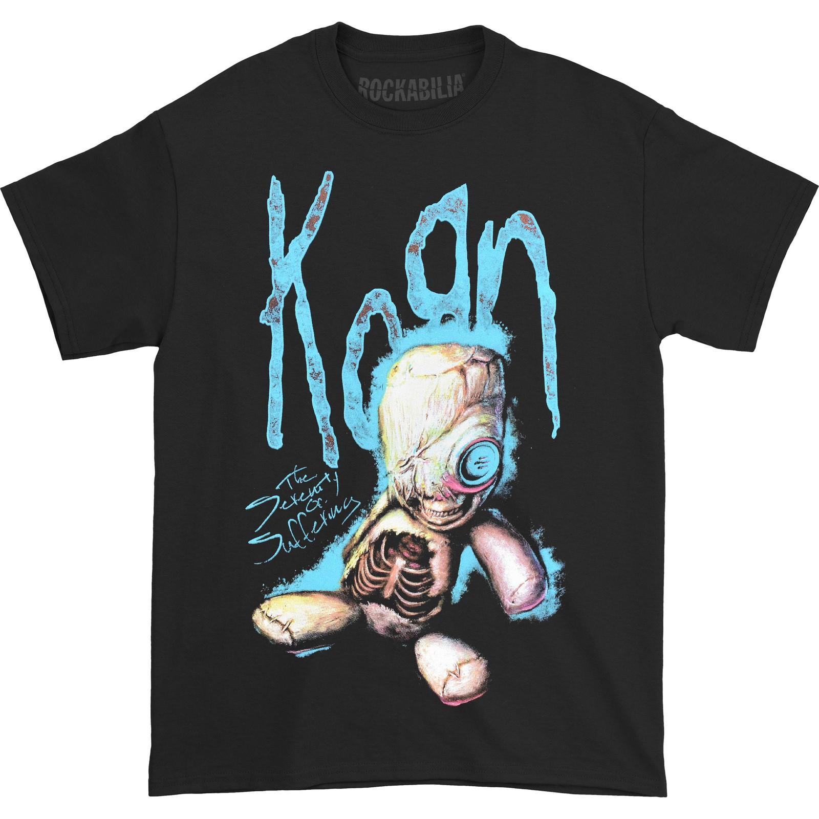 Men s Korn SoS Doll (Back Print) Slim Fit T-shirt Medium Black 2XL