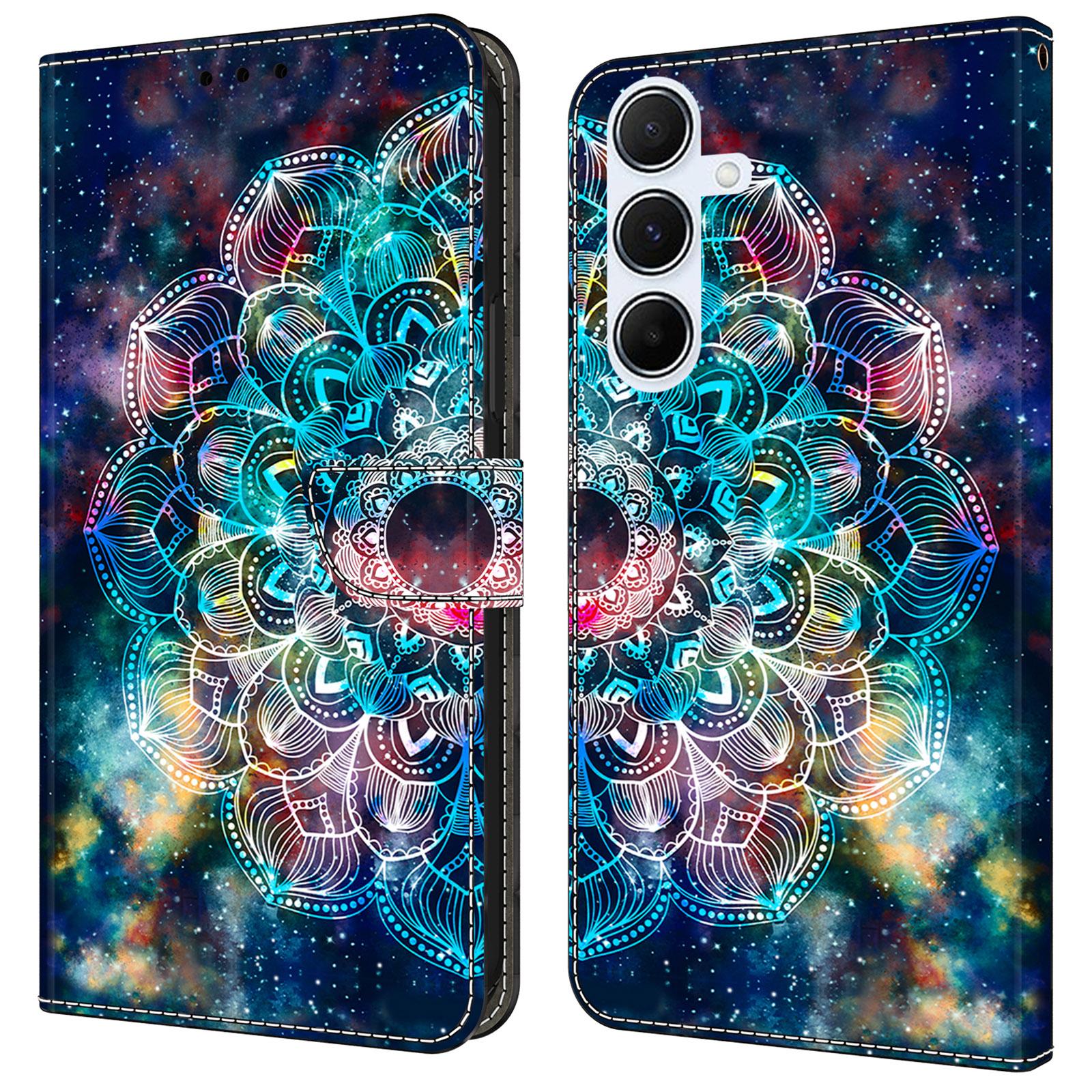 

For Samsung Galaxy A55 5G Case Pattern Printed Protective Cover TPU+PU Leather Flip Phone Case Gyro Flower
