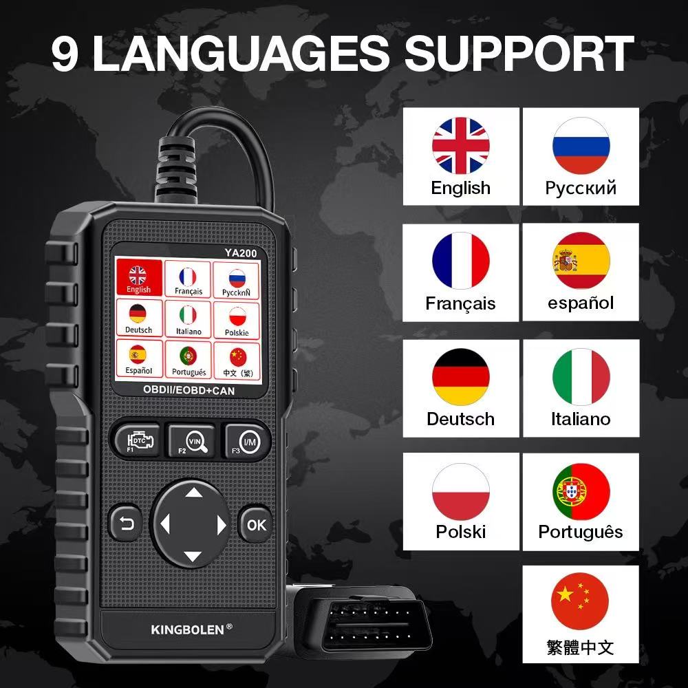 "OBD2 Car Engine Diagnostic Tool, OBD Scanner with Multi-Language Support"