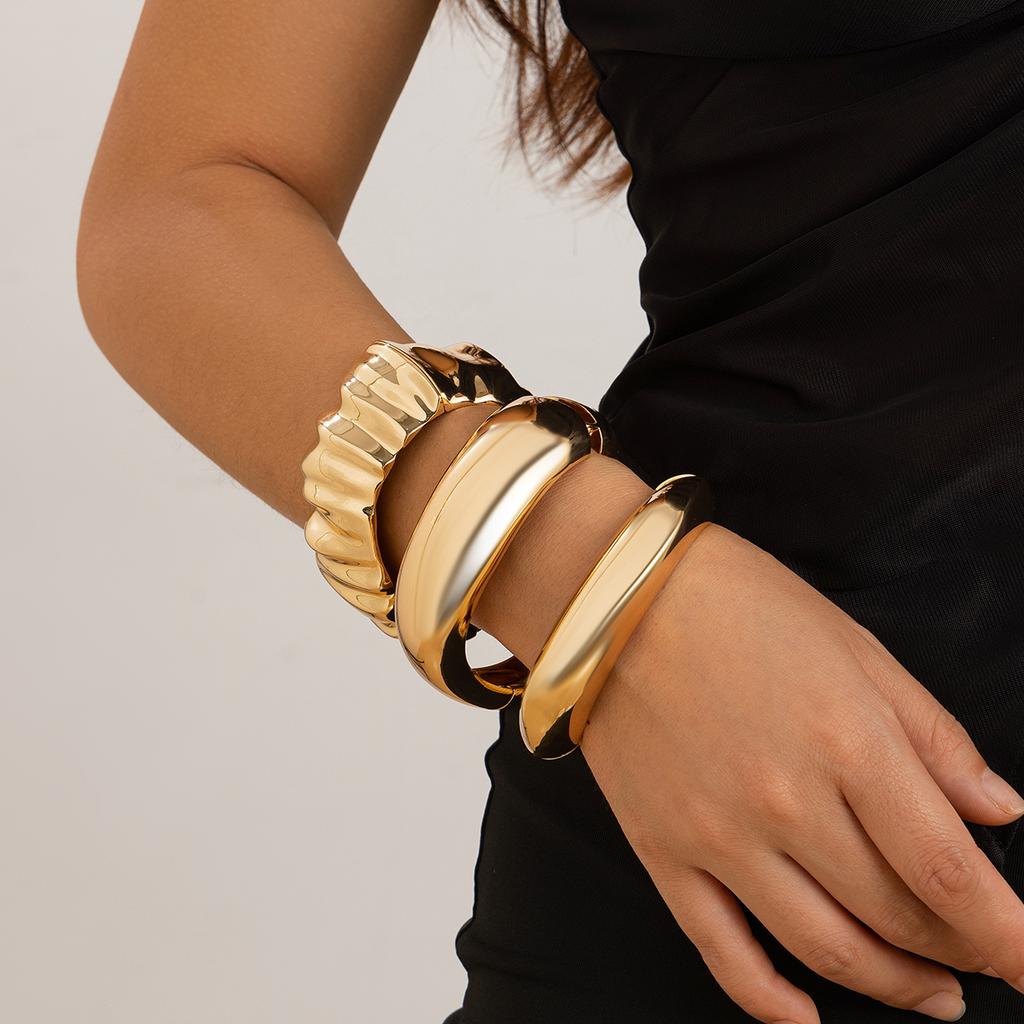 Ingemark 7 Styles Exaggerated Chunky Water Drop Open Cuff Bangles for Women Adjustable Arm Bracelet Grunge Jewelry Steampunk Men