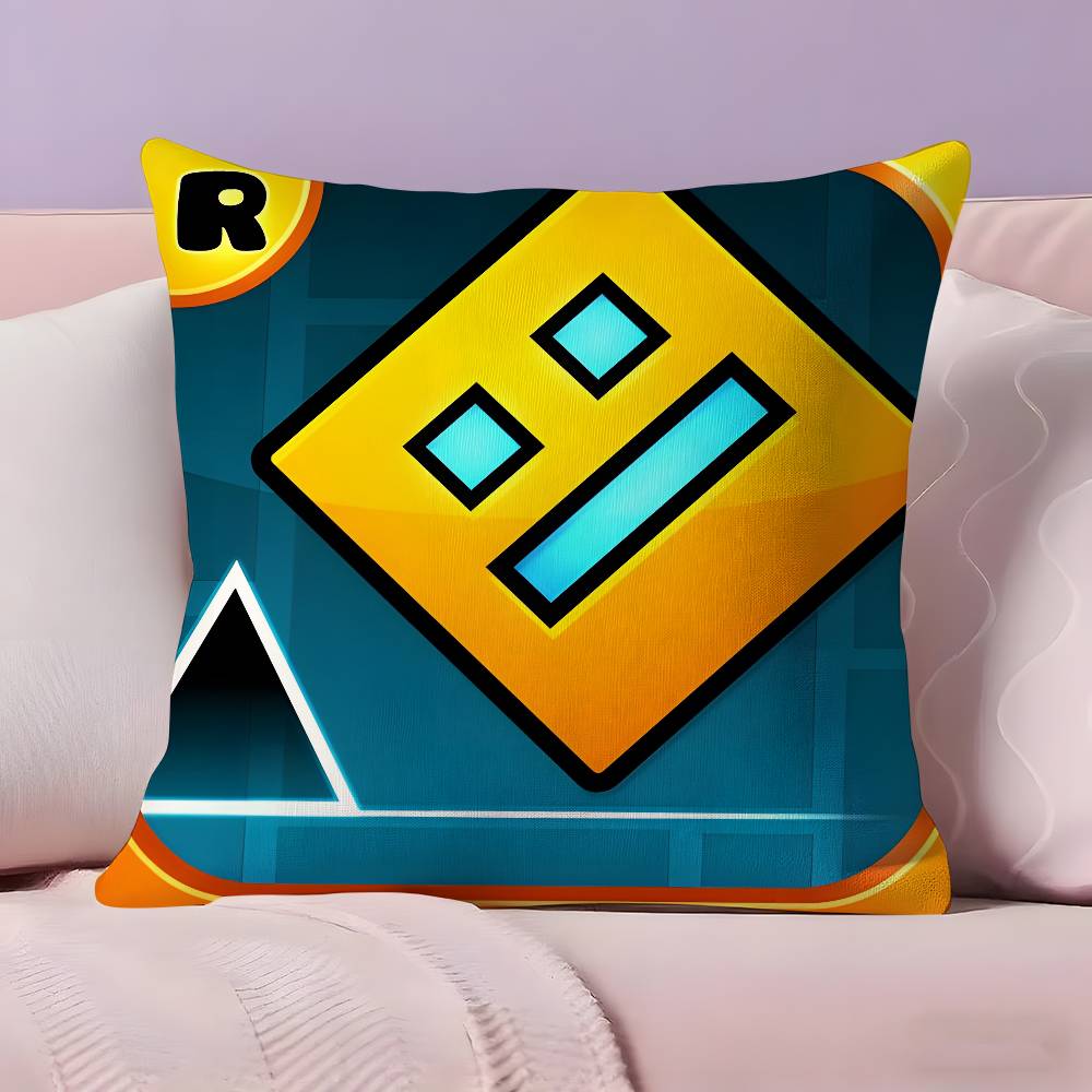 Music Game Geometry Dash Pillow Case Ultra Soft Skin Friendly Fabric Cloud Like Comfort & Concealed Zipper
