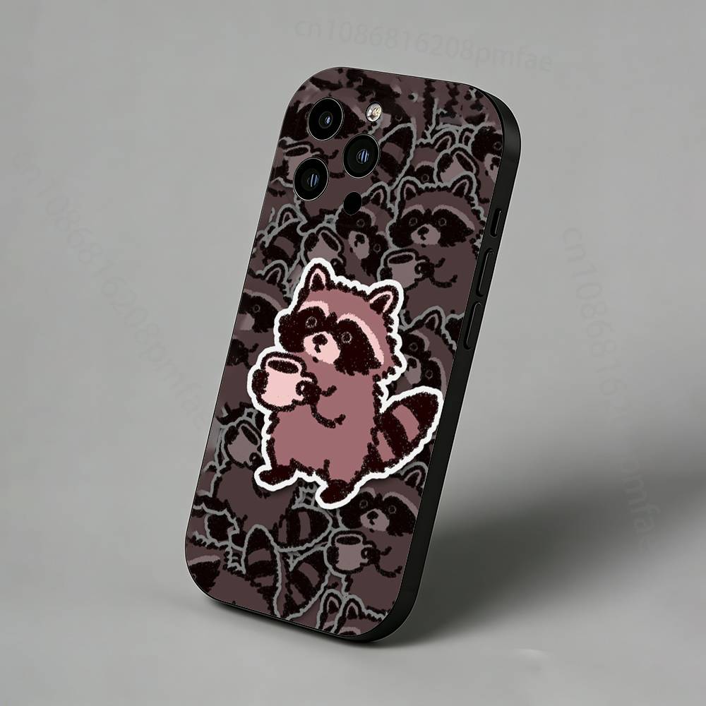 

Cute Little Animal Raccoon Slim Back Phone Case for iPhone 17,16,15,14,13,12,11 Pro,Max,Plus,X,XS,XR,SE,Mini Protective Cover iPhone14ProMax