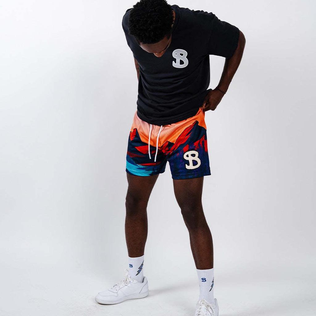 Trendy Brand Men's Quick-Dry Mesh Shorts - American Summer Style for Outdoor Sports & Beach