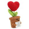 Crochet Potted Plant Doll Cute Positive Knitted Flower Pot Doll for Desktop Ornament Toy Red Heart