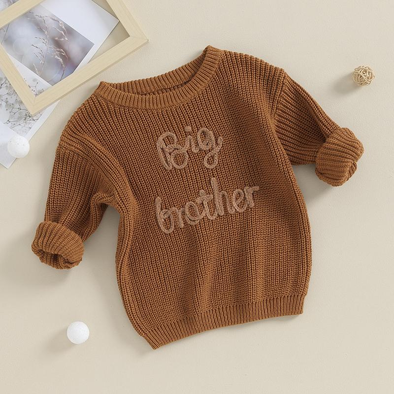 Boy Cute Sweater Children Baby Letter Embroidery Knitted Tops Kids Autumn Winter Pullover Sweaters Clothes