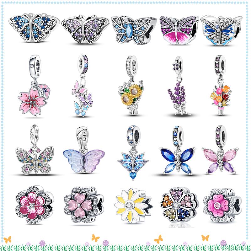 New Copper Exquisite Butterfly Flower Collection Charm Beads For Original 3Mm Bracelet Women Diy Jewelry Gift