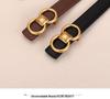 Women's Retro Slim Genuine Leather Belt, Versatile and Fashionable, for Dresses and Jeans, with Pin Buckle Decor.