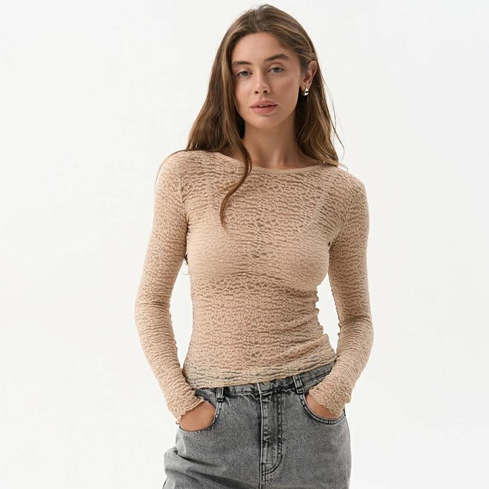 Slim-Fit Long Sleeve Sheer Top - 2024 Autumn/Winter Collection