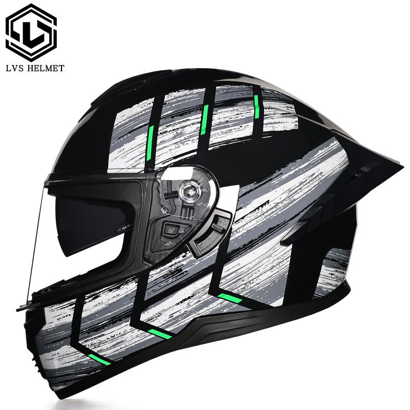 LVS-703 Motorcycle helmet, men's and women's dual lens full face helmet, motorcycle sports car, all season full face helmet