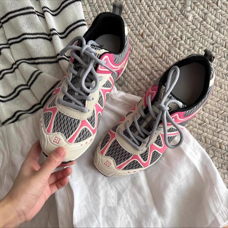 Retro Contrasting Color Splicing Ballet Girl New Breathable Mesh Fashionable Versatile Casual