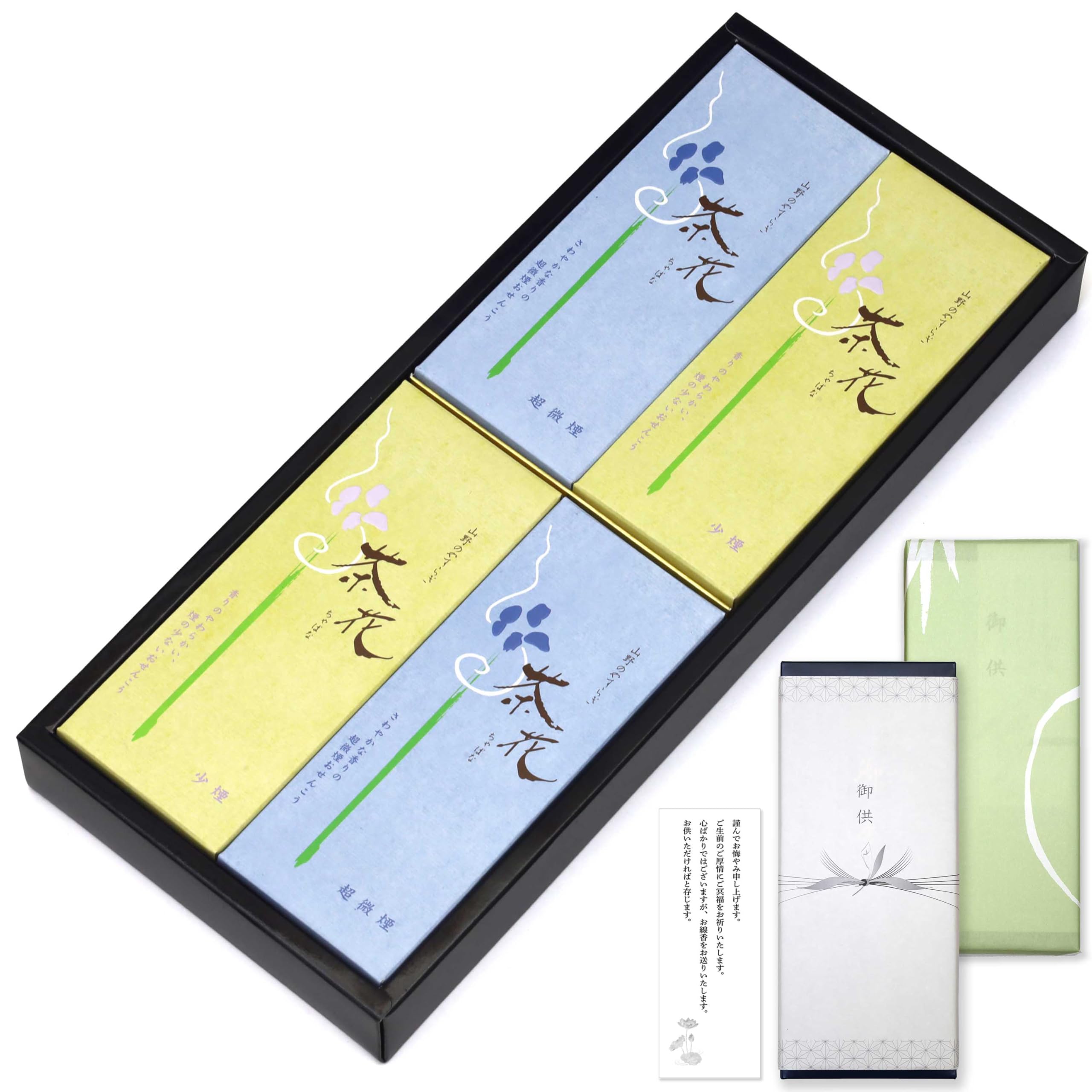 

Sympathy Incense Gift [Two Types of Tea Flowers, Sandalwood, with Outer Wrapping, Sympathy Note] Made in Japan, Low Smoke, Gift Incense, Perfect for