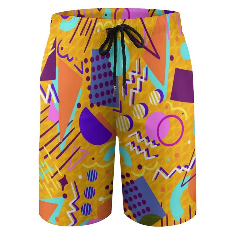 Vintage 80s 90s Memphis Swim Trunks Men Summer Surf Board Shorts Swimsuit homme 2023 New 3D Printed ropa hombre Cool Short Pants