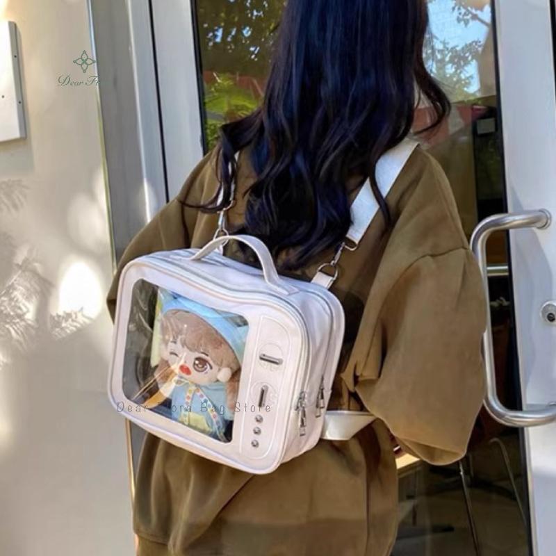 Market-4 Nieuwe Mini Anime Ita Tas Tweedimensionale Kleine Crossbody Tas Schattig Meisje Transparante Schoudertas Otaku DIY Stripfiguur Display Portemonnees gray