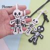 Gothic Skeleton Hanging Ornament Halloween Faux Leather Decoration, Black White Decoration Ornament, Double-sided Decor Pendant Dark Style