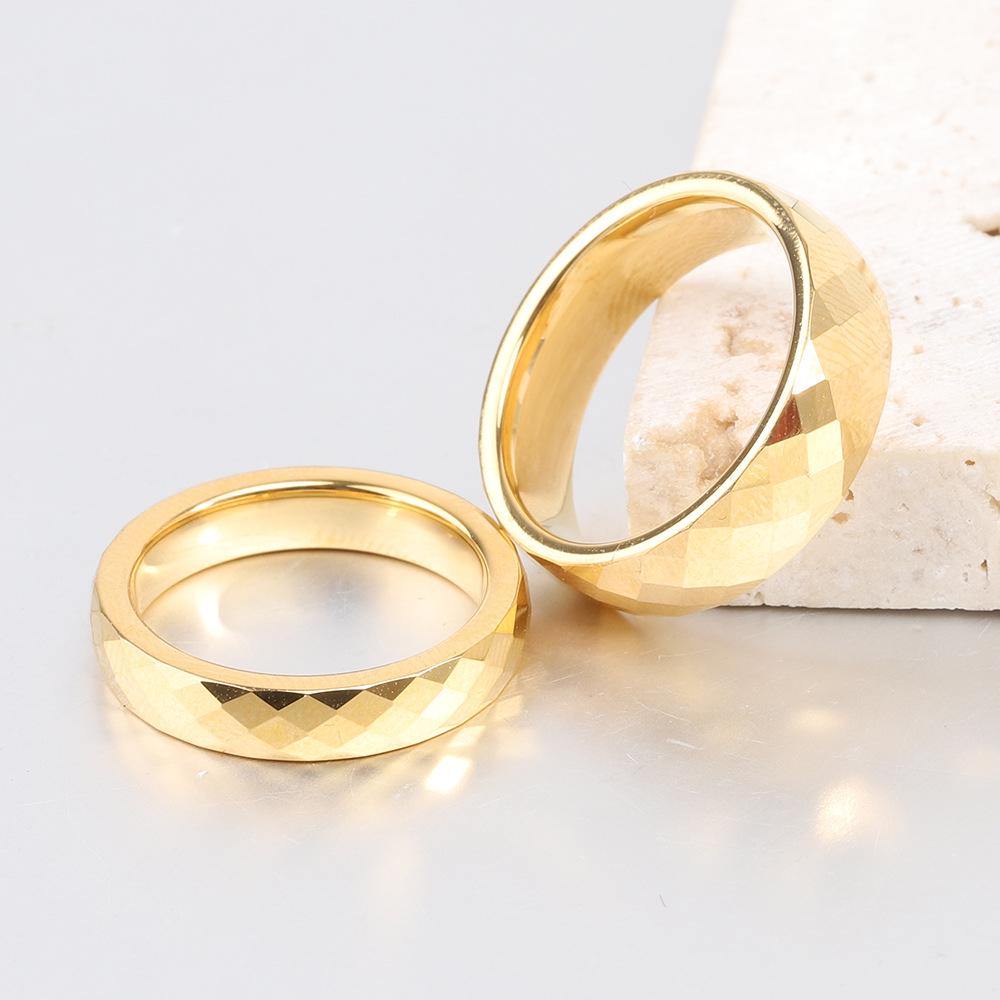 European American Ins New Tungsten Steel 4MM 6MM Faceted Polygon Rhombus Couple Rings