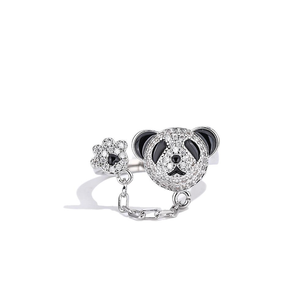 

Plated real gold Japanese cute wind red panda ring personalized niche design open ring