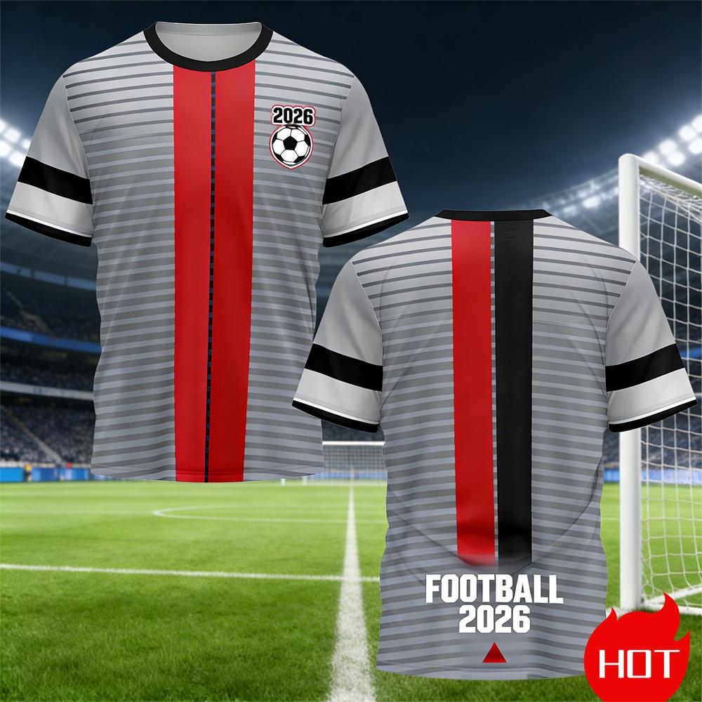 Summer Men's T-Shirt Stripe training original football jersey round neck t shirt for man Quick drying sport T-shirt y2k clothing