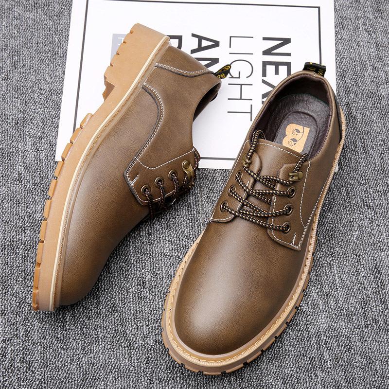 Mode 2024 Automne Hiver Nouveau Designer Plateforme Chaussures Hommes Grosse Tête En Cuir De Vache Chaussures De Travail Mâle Tendon De Bœuf Britannique Vintage Hommes Chaussures