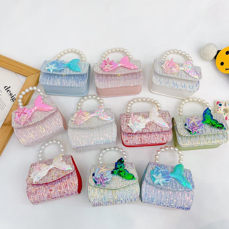 Cute Autumn Mini Shoulder Bag For Girls Featuring Pearl And Sparkling Elements