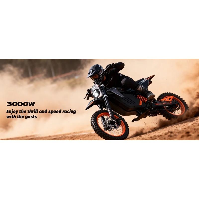 FREEBOY Y88 Electric Bike, 3000W Motor, 48V 30Ah Battery, 55KM/H, 14"/12" Fat Tires, Hydraulic Brakes
