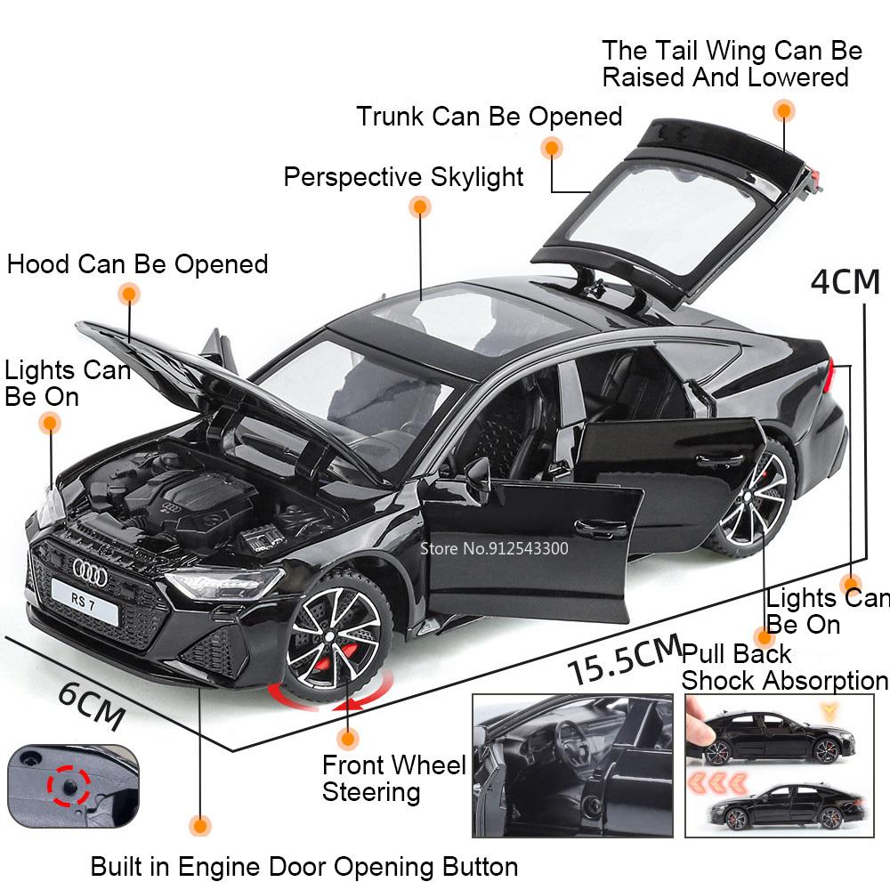 1:32 Scale RS7 RS6 Car Model Toy Alloy Diecast Sound Light Shock Absorption Diecast Metal Vehicle Models Collection Gift Boy