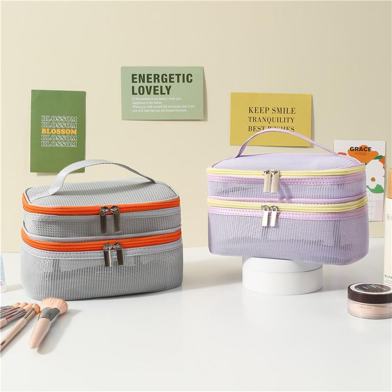 Minimalist Business Toiletry Bag With Spliced Mesh And Lightweight Design For Men And Women