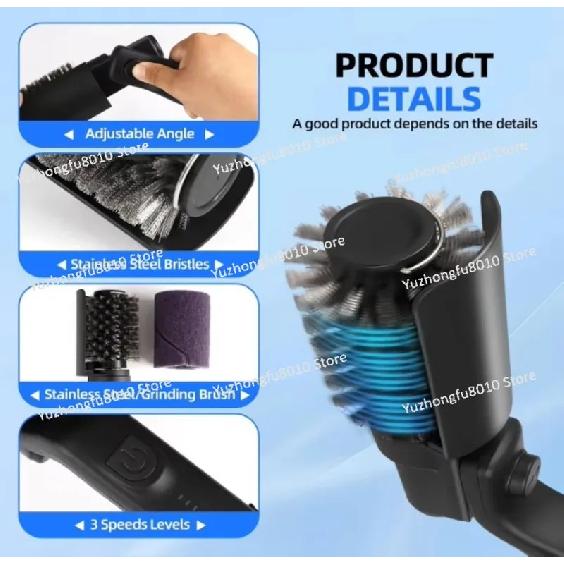 Verbesserte elektrische Grillbürste, Winkelverstellbar, Kabellos, Wiederaufladbar, Grillreinigungsbürste