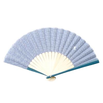 Onishi Kensei Sales Pocket Fan with One-Point Embroidery, 18cm, Frog Design, "Ripple" 66-175