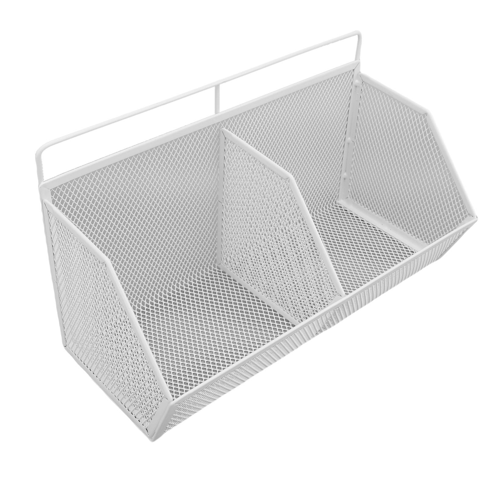 Hanging Kitchen Basket Adhesive Non Drill Wall Mounted Small Wire Storage Food Pantry Bevel 2 Grid белый 1139₽