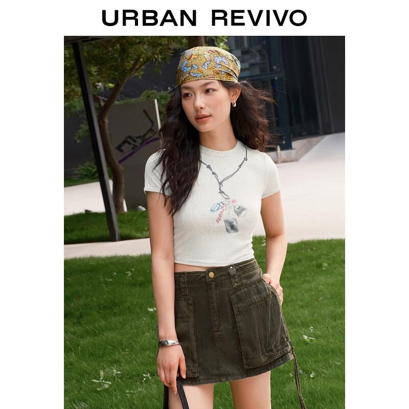 UR Women's Printed Slim Fit Crop Top T-shirt