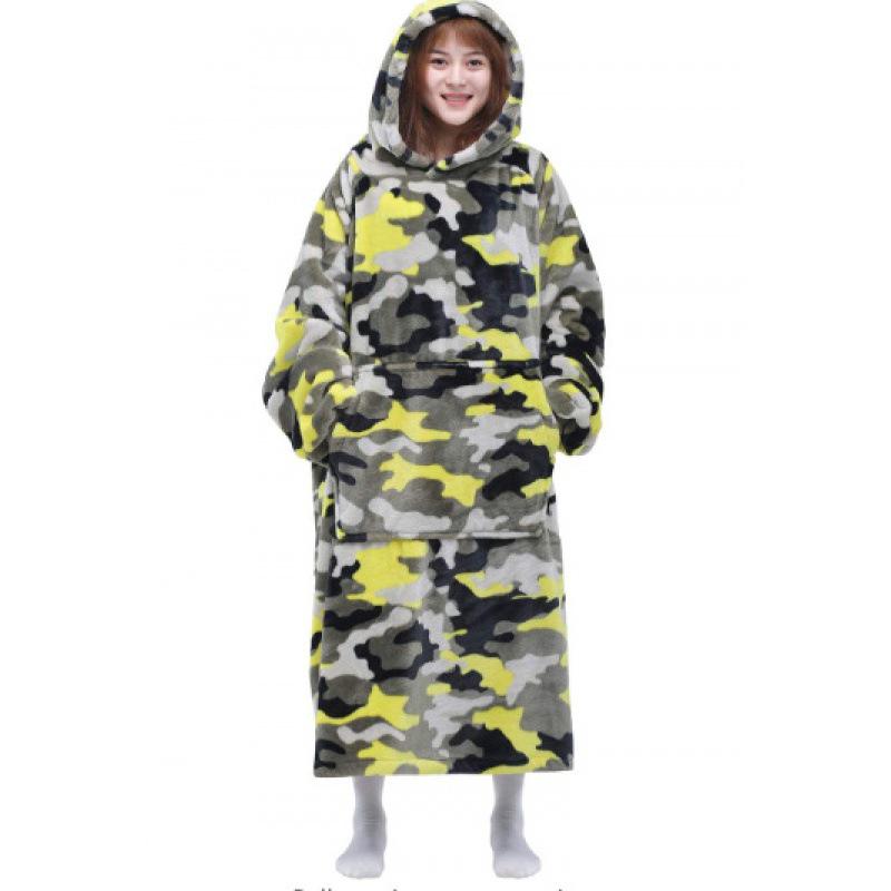 Women's Oversized Flannel Hooded Sweater: Thick, Warm, Long-Sleeve, European/American Autumn-Winter Style